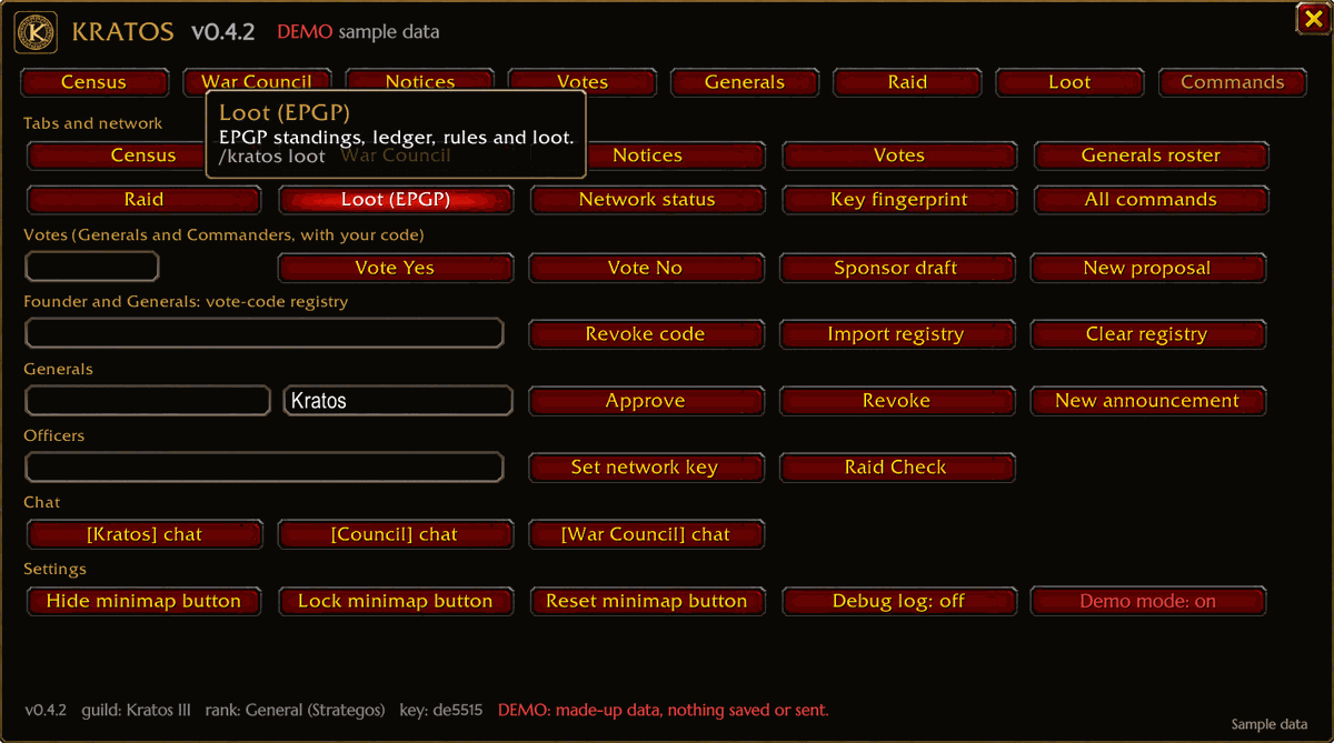 Commands tab